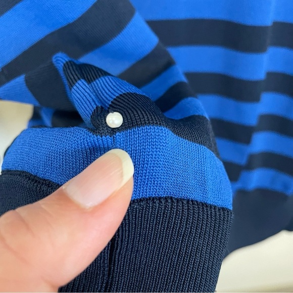 PEARL by Lela Rose Striped V Neck Button Up Cardigan Academia Sweater Size S - Picture 5 of 7